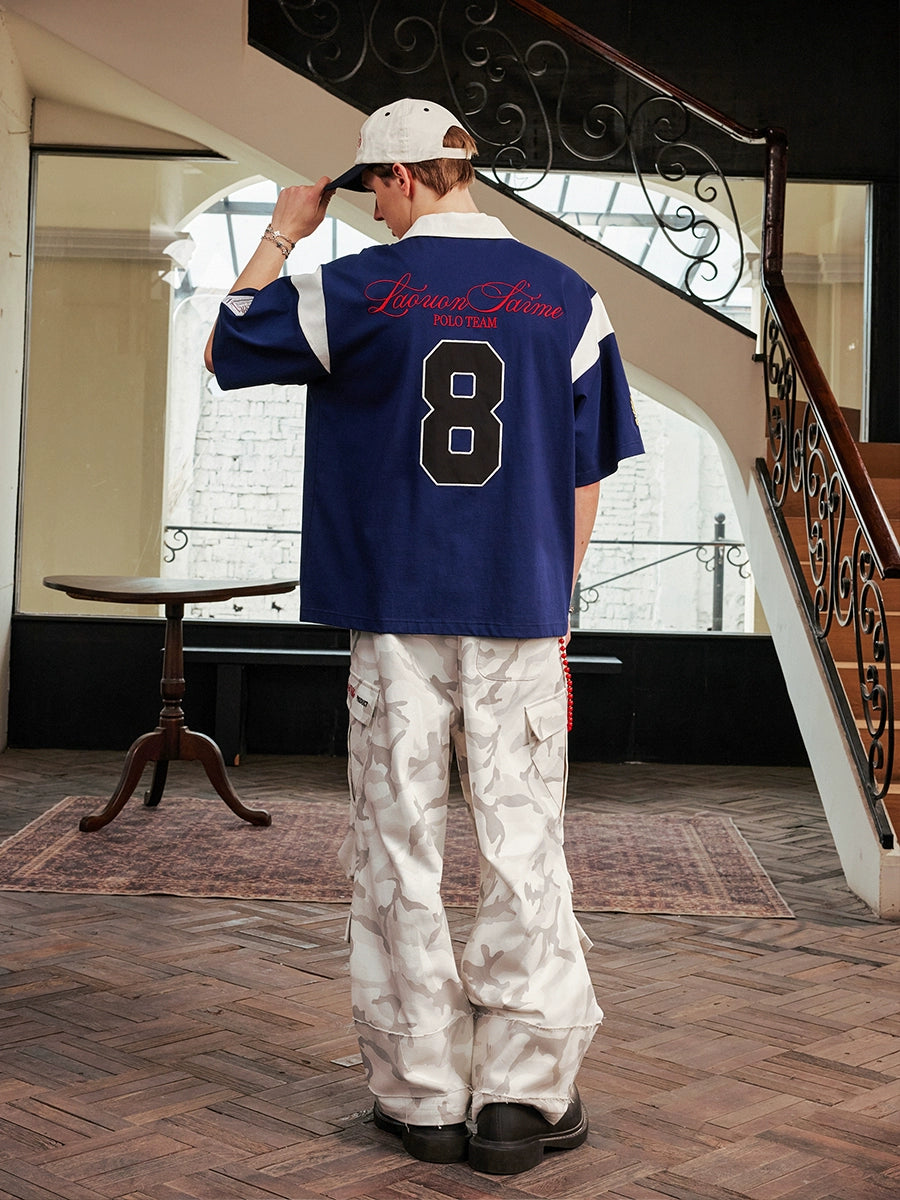 Harsh and Cruel Colorblock Number Embroidered Polo | Face 3 Face