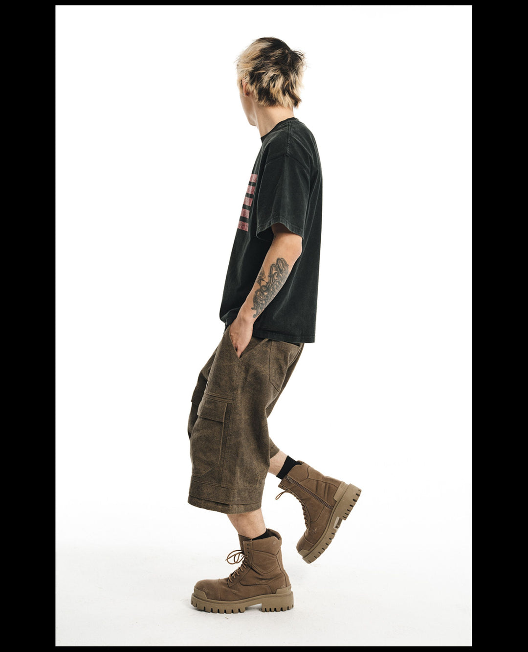 NOVACAM Baggy Washed Brown Utility Shorts | Face 3 Face