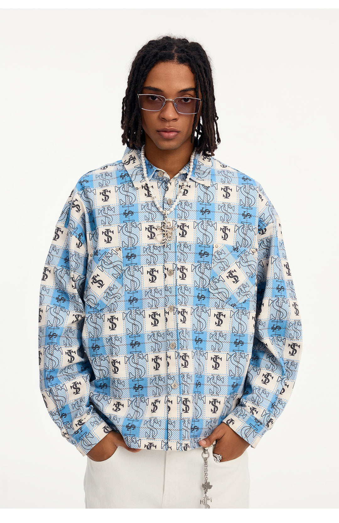 Small Town Kid Cross Logo Original Plaid Full-Print Long Sleeve Shirt | Face 3 Face
