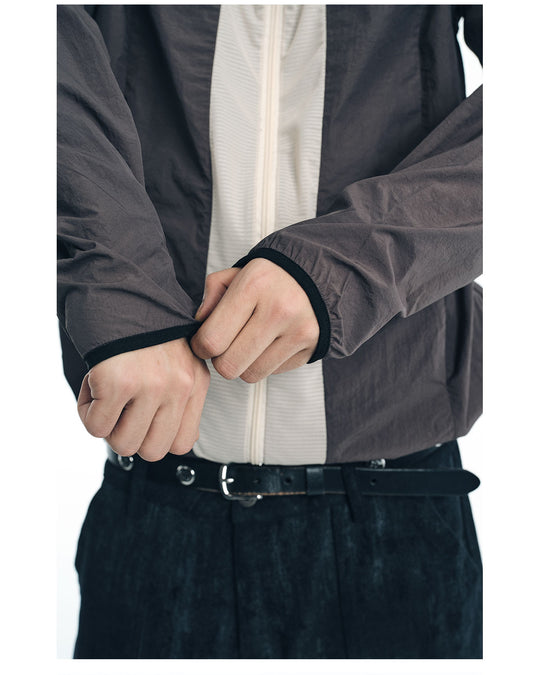 NOVACAM Wrinkled Nylon Mesh-Paneled Hooded Track Jacket | Face 3 Face