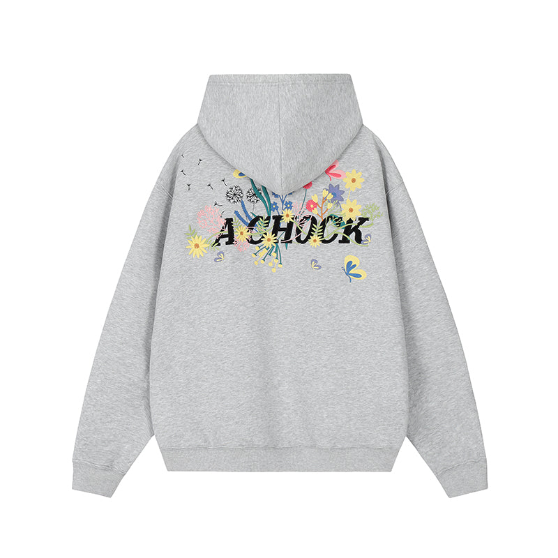 Achock Floral Embroidery Zipper Hoodie | Face 3 Face