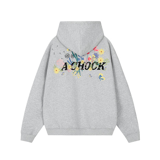 Achock Floral Embroidery Zipper Hoodie | Face 3 Face