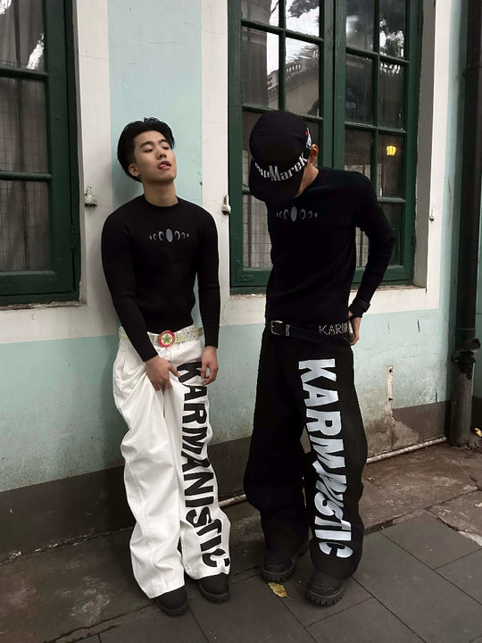 KARMANISTIC Logo Print Baggy Jeans | Face 3 Face