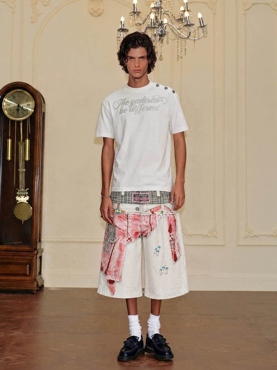 YADcrew 3D Digital Print Double Waist Baggy Shorts | Face 3 Face