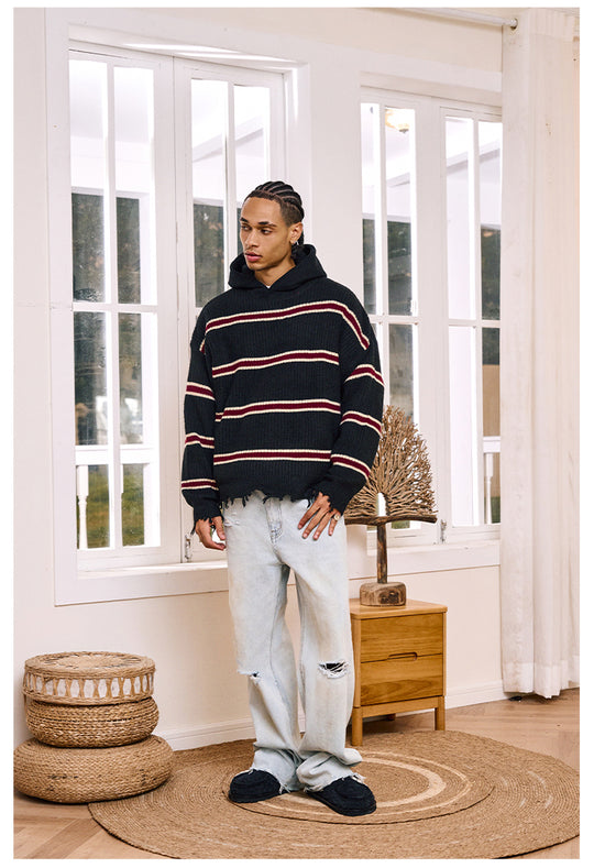 Remedy Striped Distressed Knit Sweater | Face 3 Face