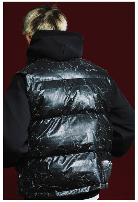 Remedy Cracked Design Puffer Vest | Face 3 Face