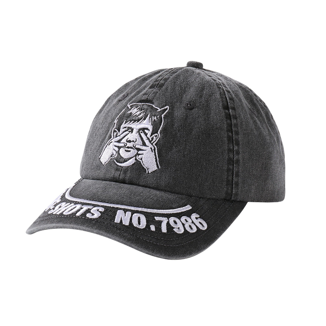 NOVACAM Washed Black Spoof Embroidery Dad Hat | Face 3 Face