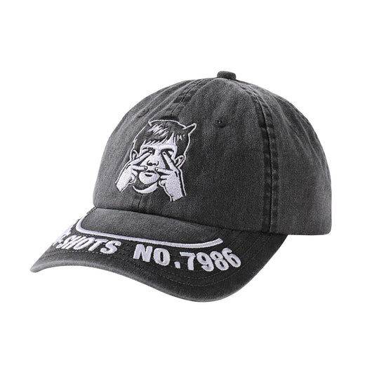 NOVACAM Washed Black Spoof Embroidery Dad Hat | Face 3 Face