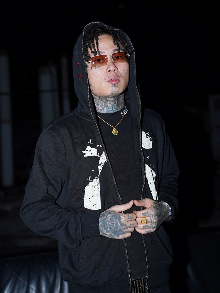 TGFCLUB Full Zip Printed Hoodie | Face 3 Face