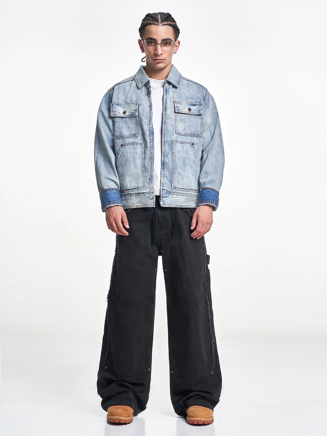 F3F Select Multi Pocket Washed Work Denim Jacket | Face 3 Face