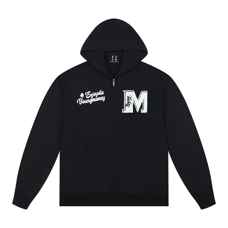 MEDM Towel Applique Embroidery Zip-Up Hoodie | Face 3 Face