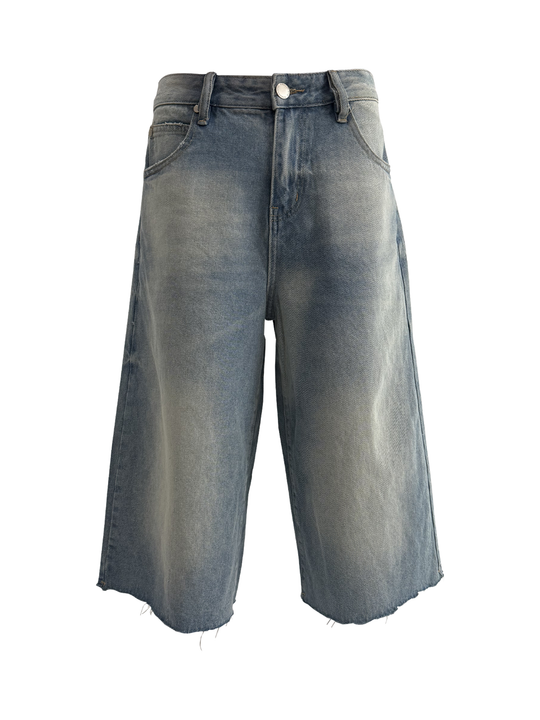 KARMANISTIC Eagle Print Washed Denim Jorts | Face 3 Face