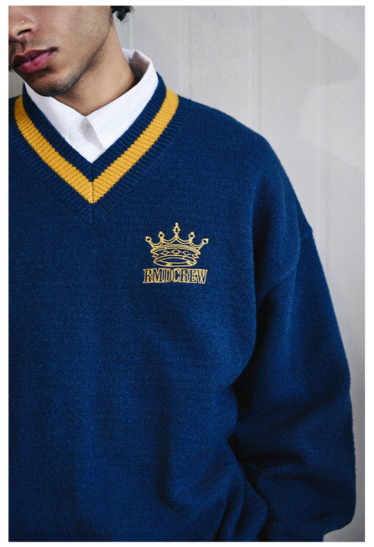 Remedy Embroidered V Neck Knit Sweater | Face 3 Face