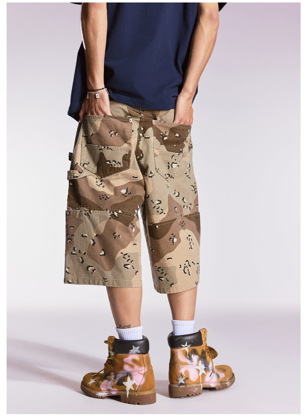 Remedy Leopard and Camouflage Work Painter Baggy Shorts | Face 3 Face