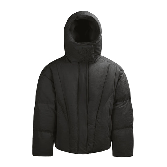 Small Town Kid Velvet Embossed Deconstructed Hooded Down Jacket | Face 3 Face