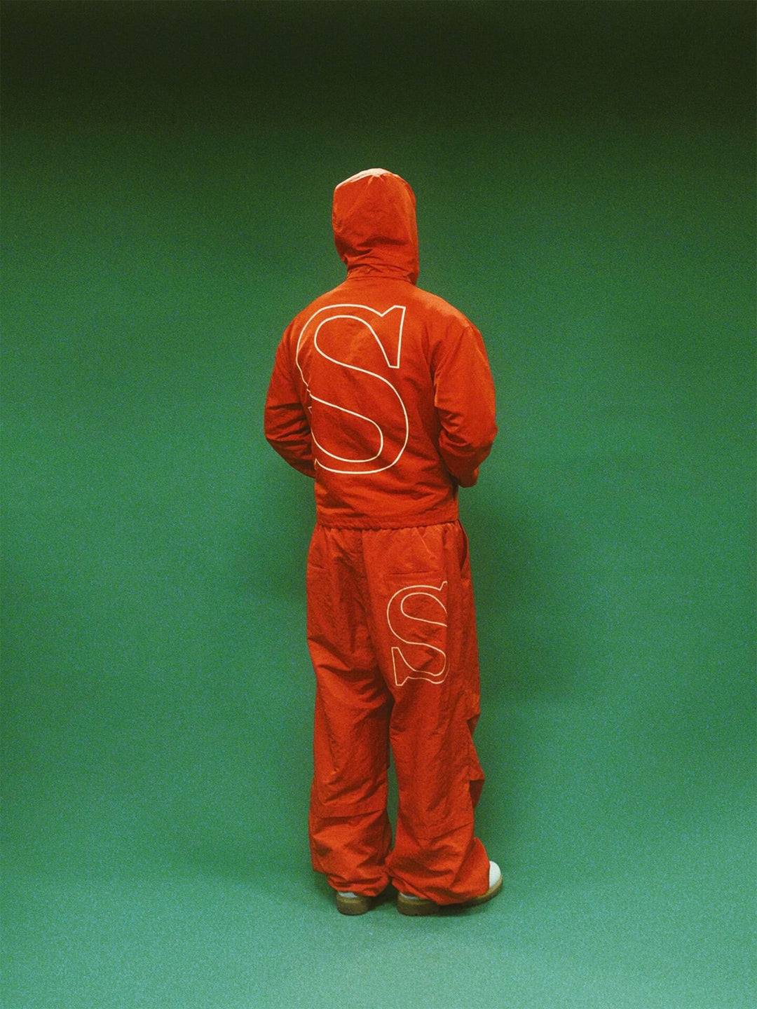 EVETS Orange Logo Print Nylon Baggy Track Pants | Face 3 Face