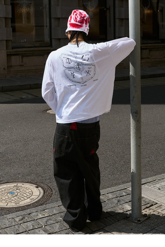 STEEPC Structured Print Double Breasted Long Sleeve Tee | Face 3 Face