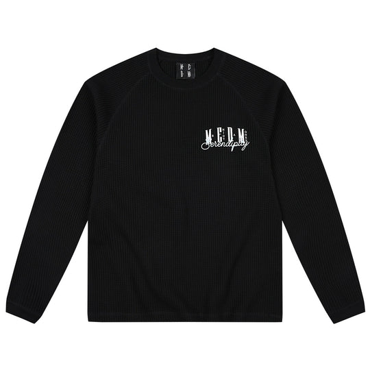 MEDM Logo Embroidered Print Waffle Long Sleeve Tee | Face 3 Face