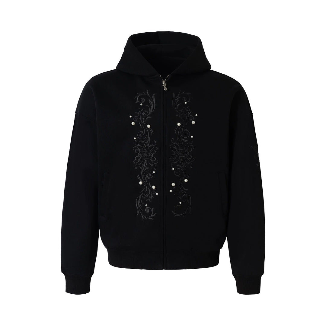 YADcrew Pearl Embroidery Zip Up Hoodie | Face 3 Face