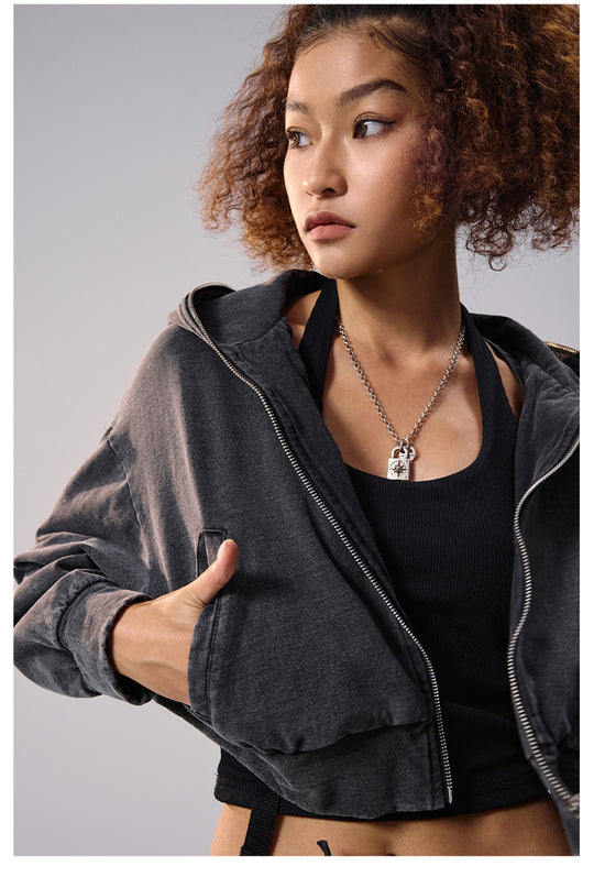 Remedy Backpack Design Washed Denim Short Jacket | Face 3 Face