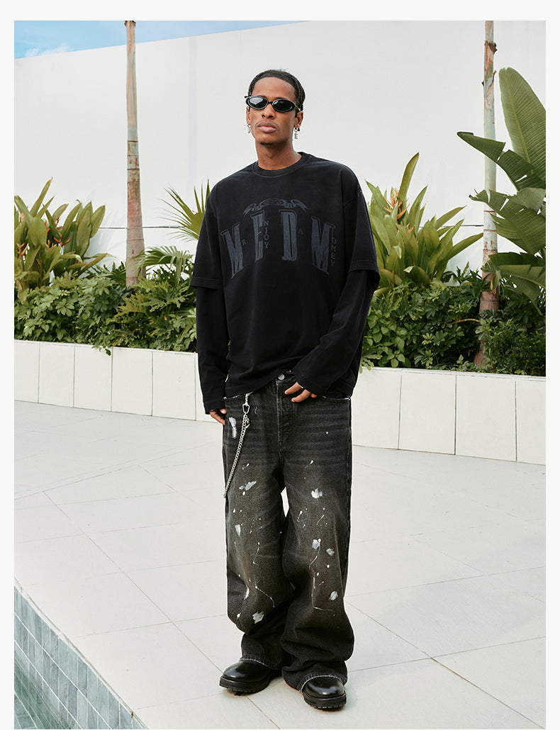 MEDM Washed Double Layer Long Sleeve Tee | Face 3 Face