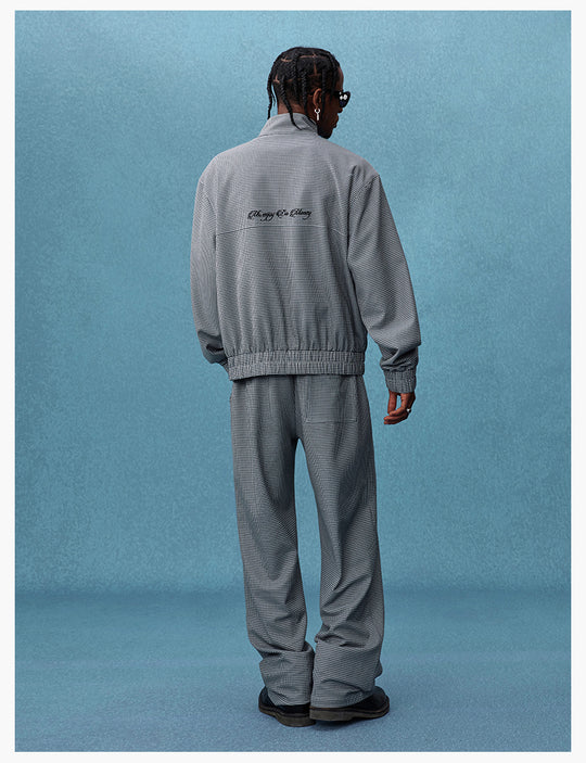 MEDM Houndstooth Leather Logo Track Jacket | Face 3 Face