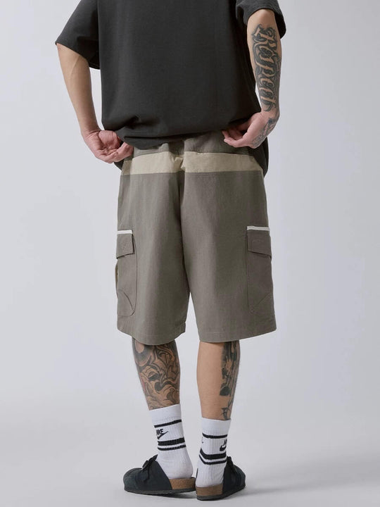 F2CE Color Block Patchwork Pocket Utility Shorts | Face 3 Face