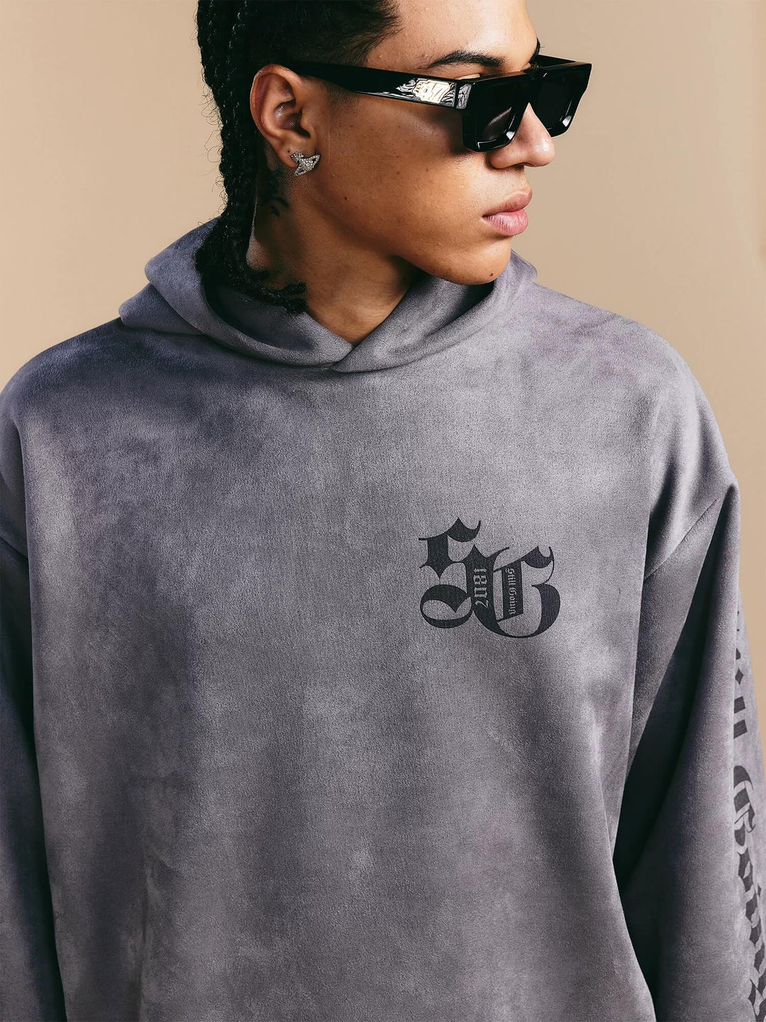 1807 Gothic Burnout Suede Hoodie | Face 3 Face