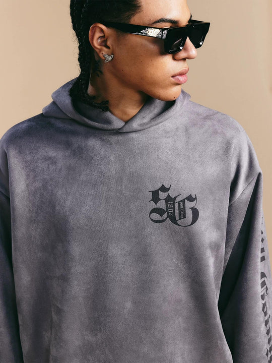 1807 Gothic Burnout Suede Hoodie | Face 3 Face