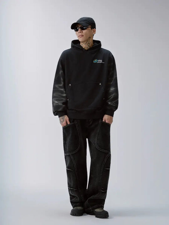 F2CE Tie Dye Distressed Embroidered Hoodie | Face 3 Face