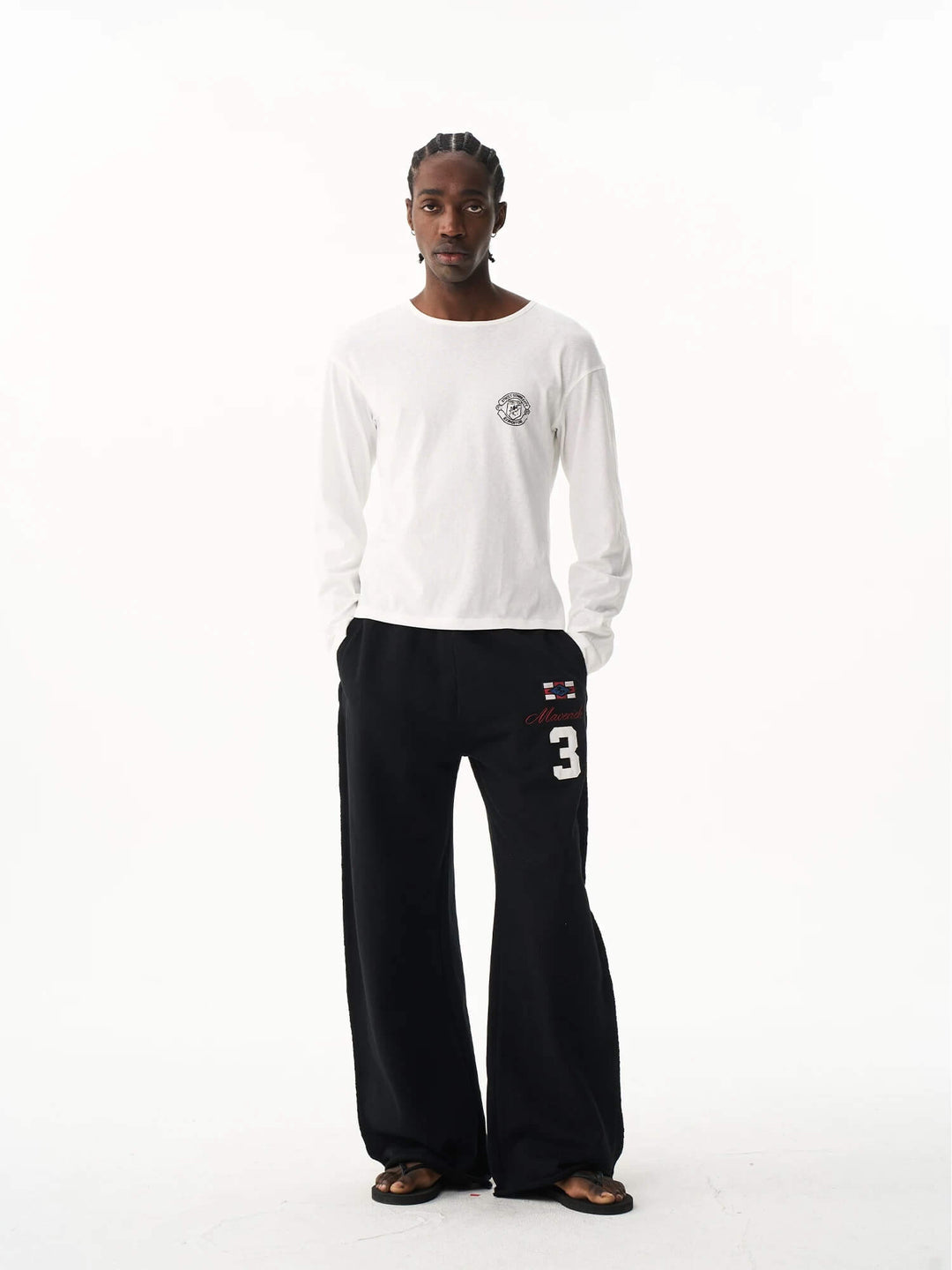 EXITMODE BY BLIND NO PLAN nside Out Seam Embroidered Baggy Sweatpants | Face 3 Face