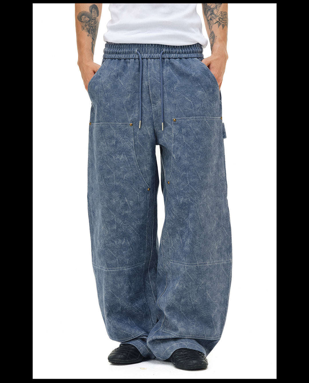 NOVACAM Double Knee Drawstring Baggy Pants | Face 3 Face