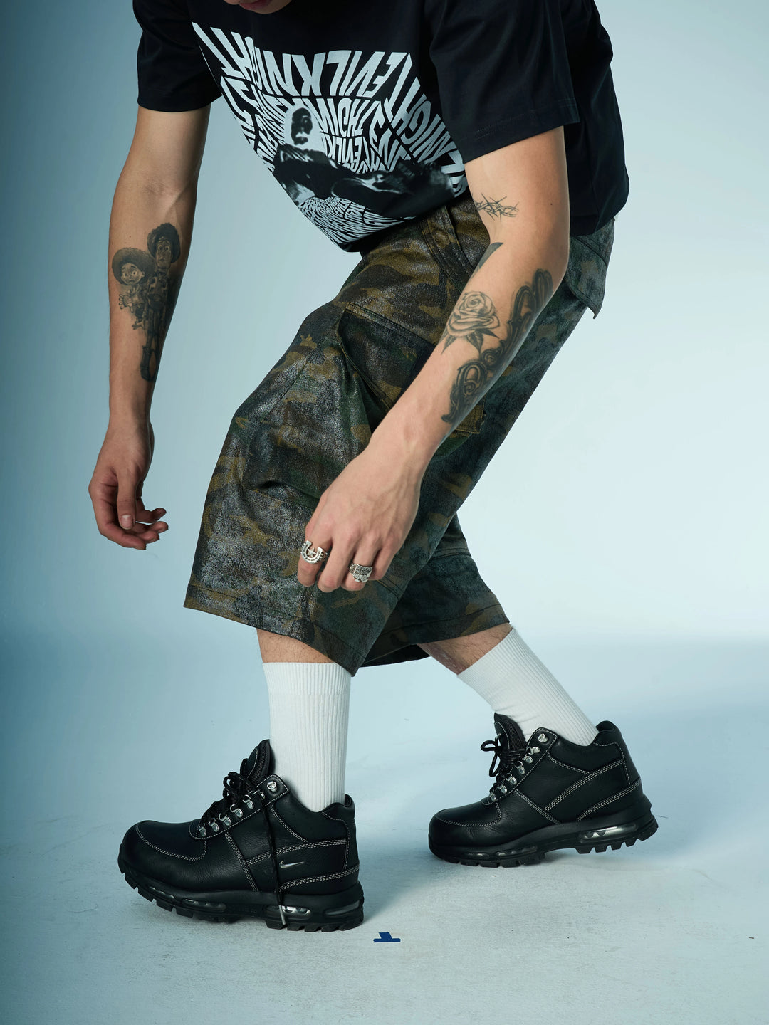 EVILKNIGHT(EK) Waxed Camo 3D Pocket Utility Cargo Shorts | Face 3 Face