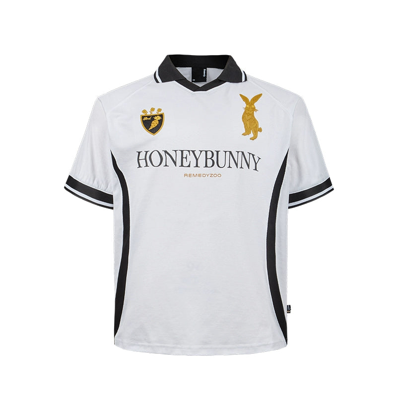 Remedy HONEYBUNNY Rabbit Embroidered Soccer Jersey Polo Shirt | Face 3 Face