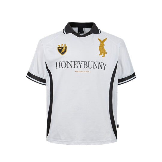 Remedy HONEYBUNNY Rabbit Embroidered Soccer Jersey Polo Shirt | Face 3 Face