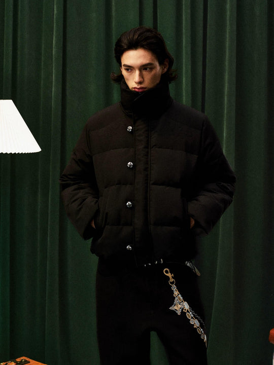 YADcrew Decorative Snap Button Puffer Jacket | Face 3 Face