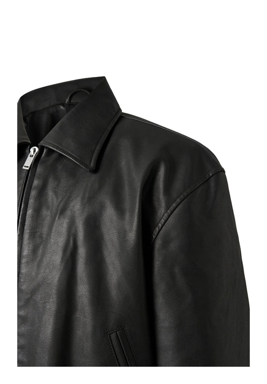 KARMANISTIC Graphic Embroidered Leather Short Bomber Jacket | Face 3 Face