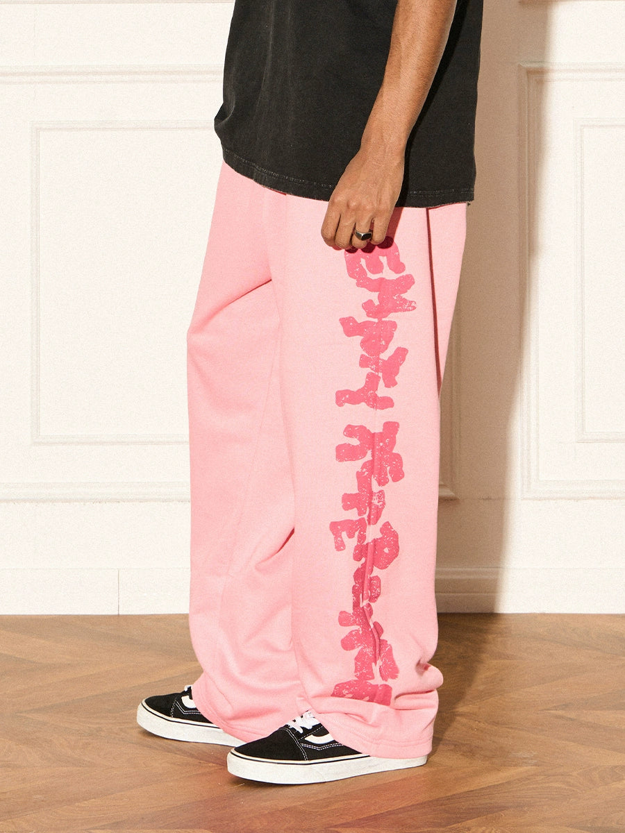 EMPTY REFERENCE Pink Distressed Logo Sweatpants