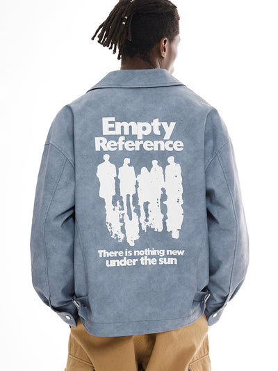 EMPTY REFERENCE Reflection Letter Print PU Leather Jacket | Face 3 Face