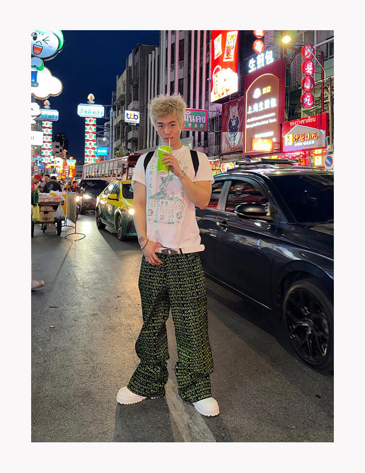 KARMANISTIC All Over Logo Print Baggy Jeans | Face 3 Face