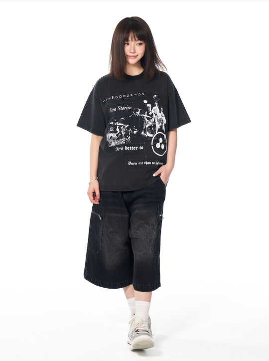 AFGK Rock Punk Print Vintage Washed Tee | Face 3 Face