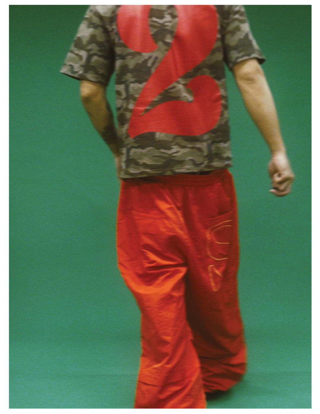 EVETS Orange Logo Print Nylon Baggy Track Pants | Face 3 Face
