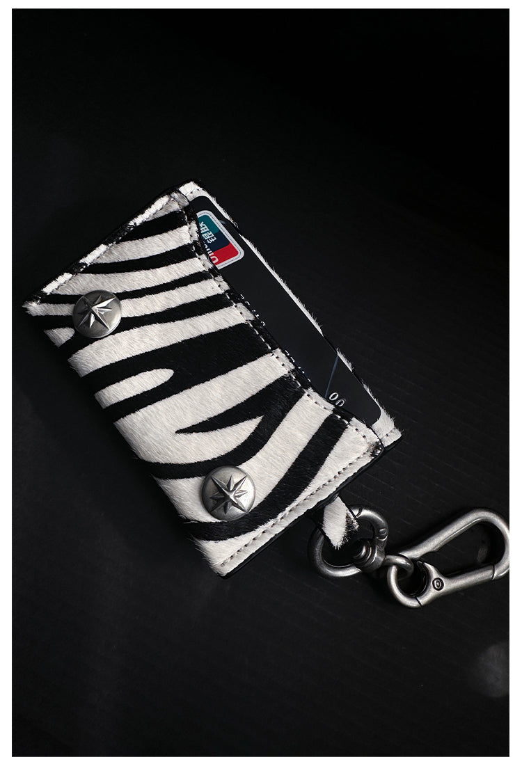 Remedy Metal Studded Keychain Coin Card Leather Wallet | Face 3 Face