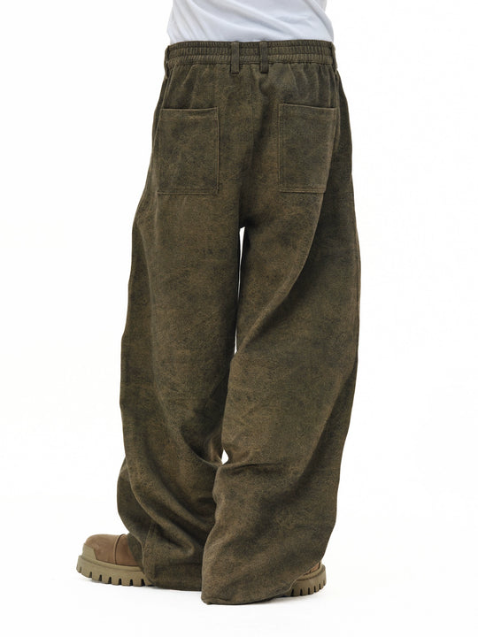 NOVACAM Brown Washed Tuck Baggy Pants | Face 3 Face