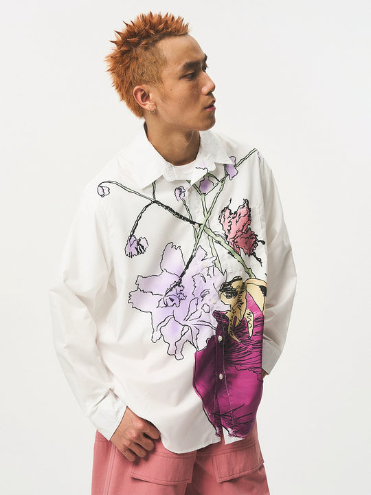 EMPTY REFERENCE Hand Painted Watercolor Vase Long Sleeve Shirt | Face 3 Face