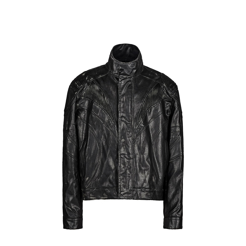 UNDERWATER Distressed Motorcycle Leather Jacket | Face 3 Face