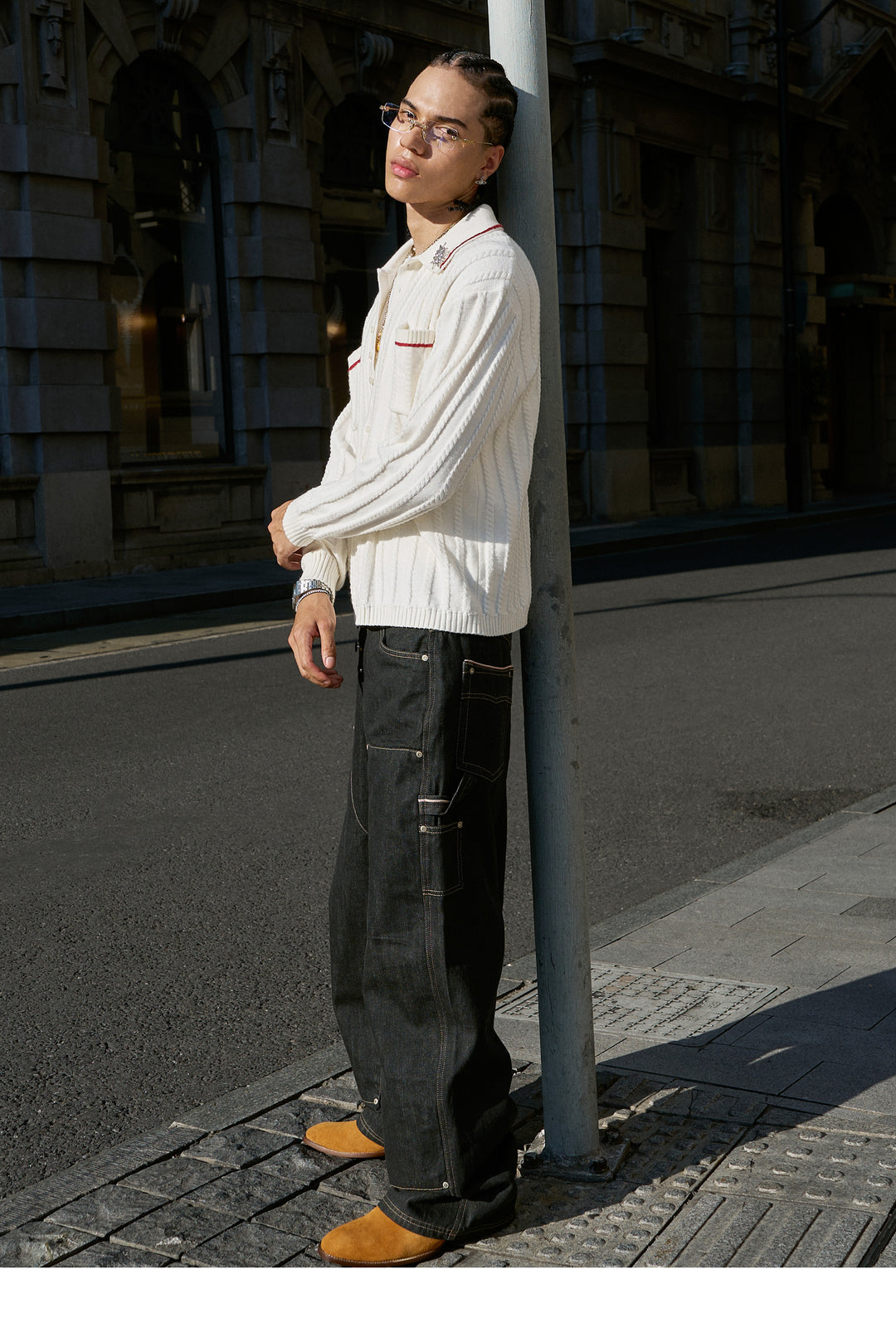 STEEPC Twisted Stripe Polo Knit Sweater | Face 3 Face