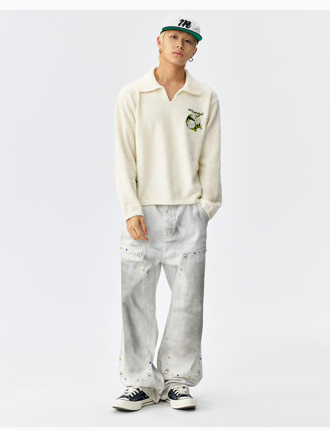 MEDM Coral Fleece Knit Long Sleeve Polo | Face 3 Face