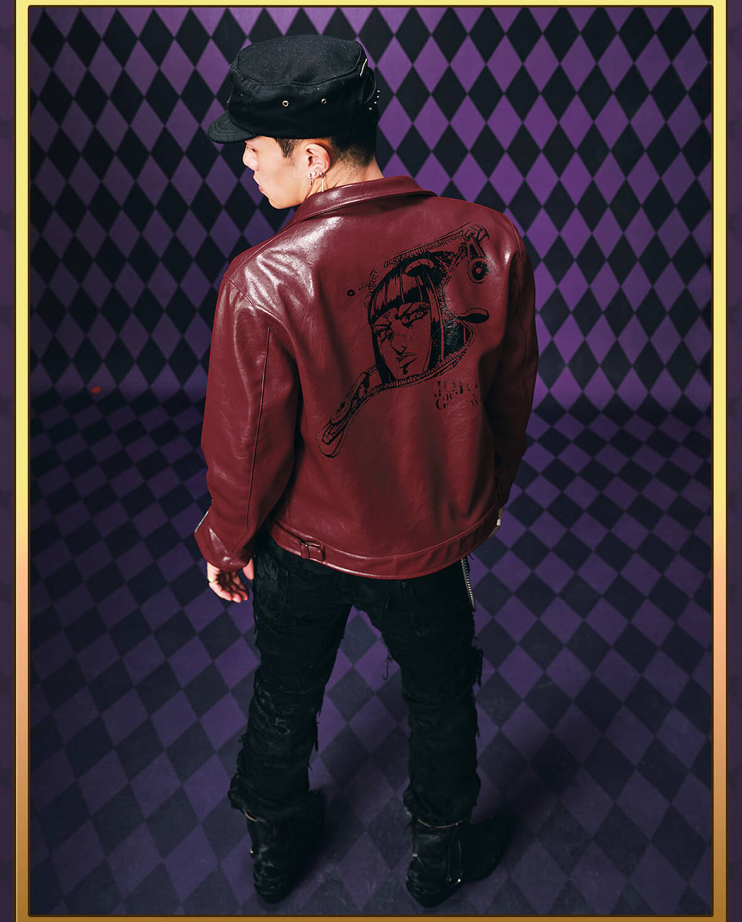 MEDM × JOJO PU Leather Biker Jacket | Face 3 Face