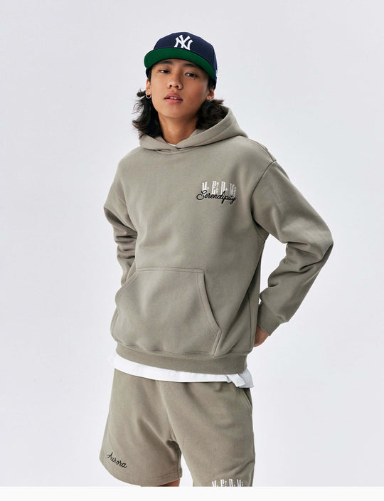 MEDM Basic One Point Embroidered Logo Oversized Hoodie | Face 3 Face